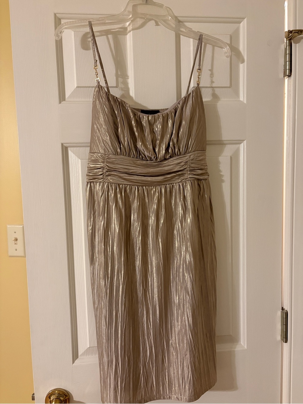 IZ Byer California metallic champagne dress. Midi length adjustable straps, XL
